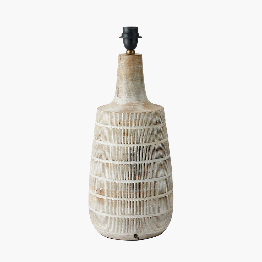 Dambula Grey Wash Wood Textured Tall Neck Table Lamp - Base Only
