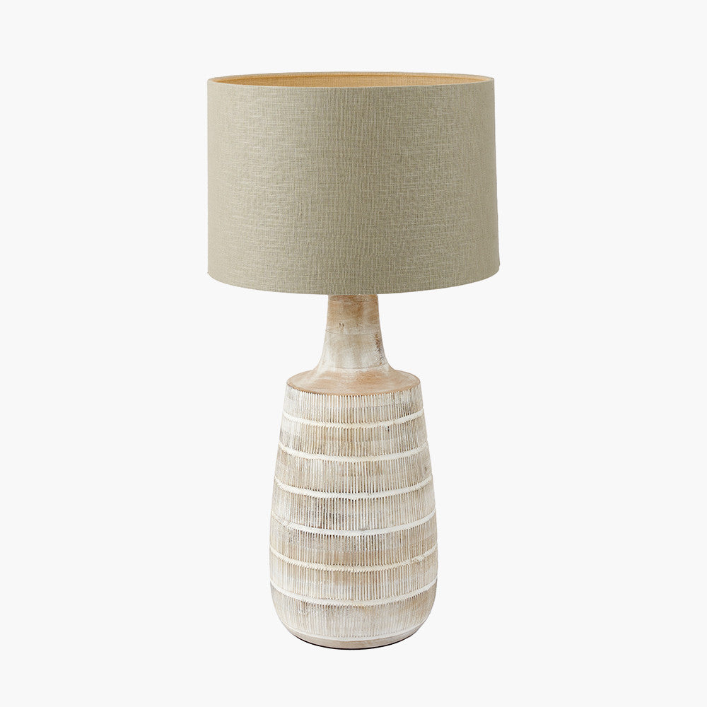 Dambula Grey Wash Wood Textured Tall Neck Table Lamp - Base Only