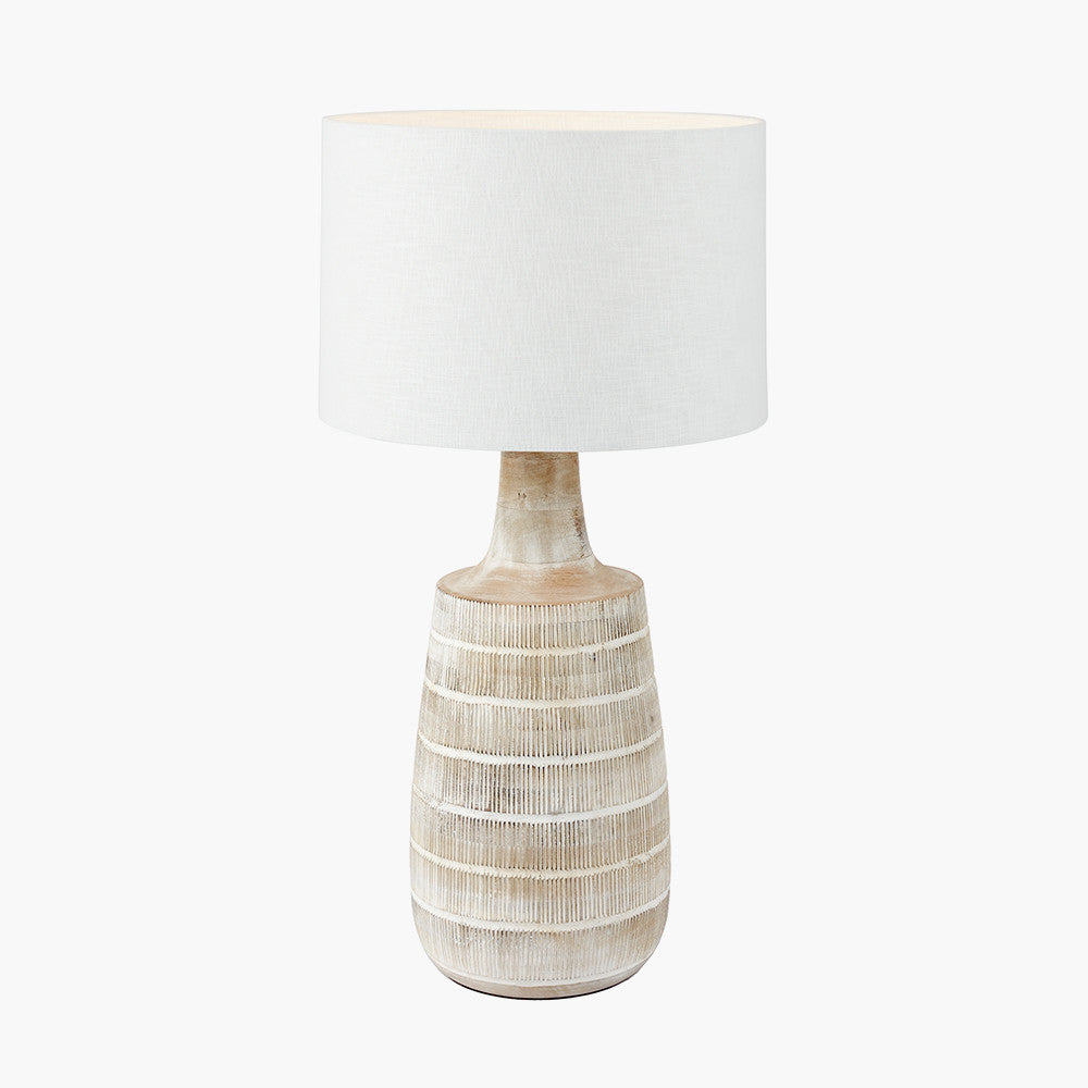 Dambula Grey Wash Wood Textured Tall Neck Table Lamp - Base Only
