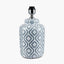 Celia Grey and White Pattern Ceramic Table Lamp Base with Harry 30cm Ivory Cotton Mix Cylinder Lampshade