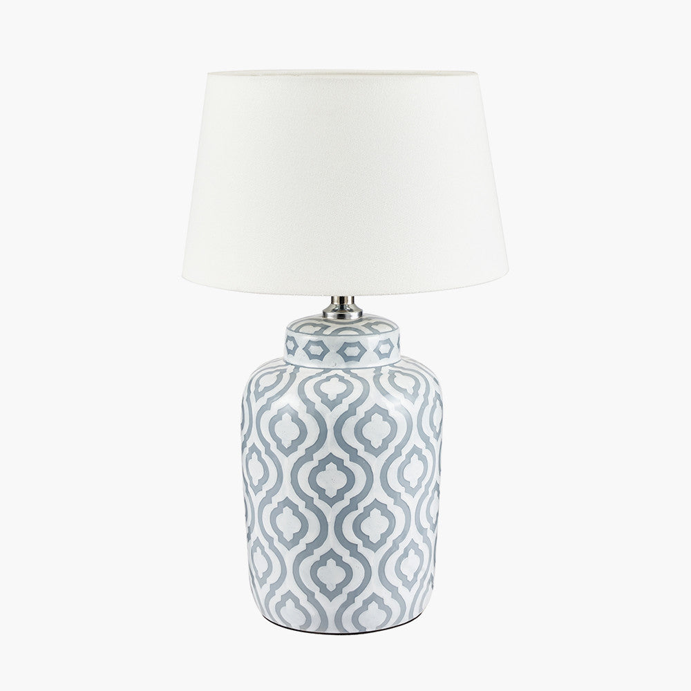 Celia Grey and White Pattern Ceramic Table Lamp - Base Only