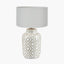 Celia Taupe and White Pattern Ceramic Table Lamp Base with Harry 30cm Ivory Cotton Mix Cylinder Lampshade