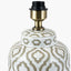 Celia Taupe and White Pattern Ceramic Table Lamp Base with Harry 30cm Taupe Cotton Mix Cylinder Lampshade