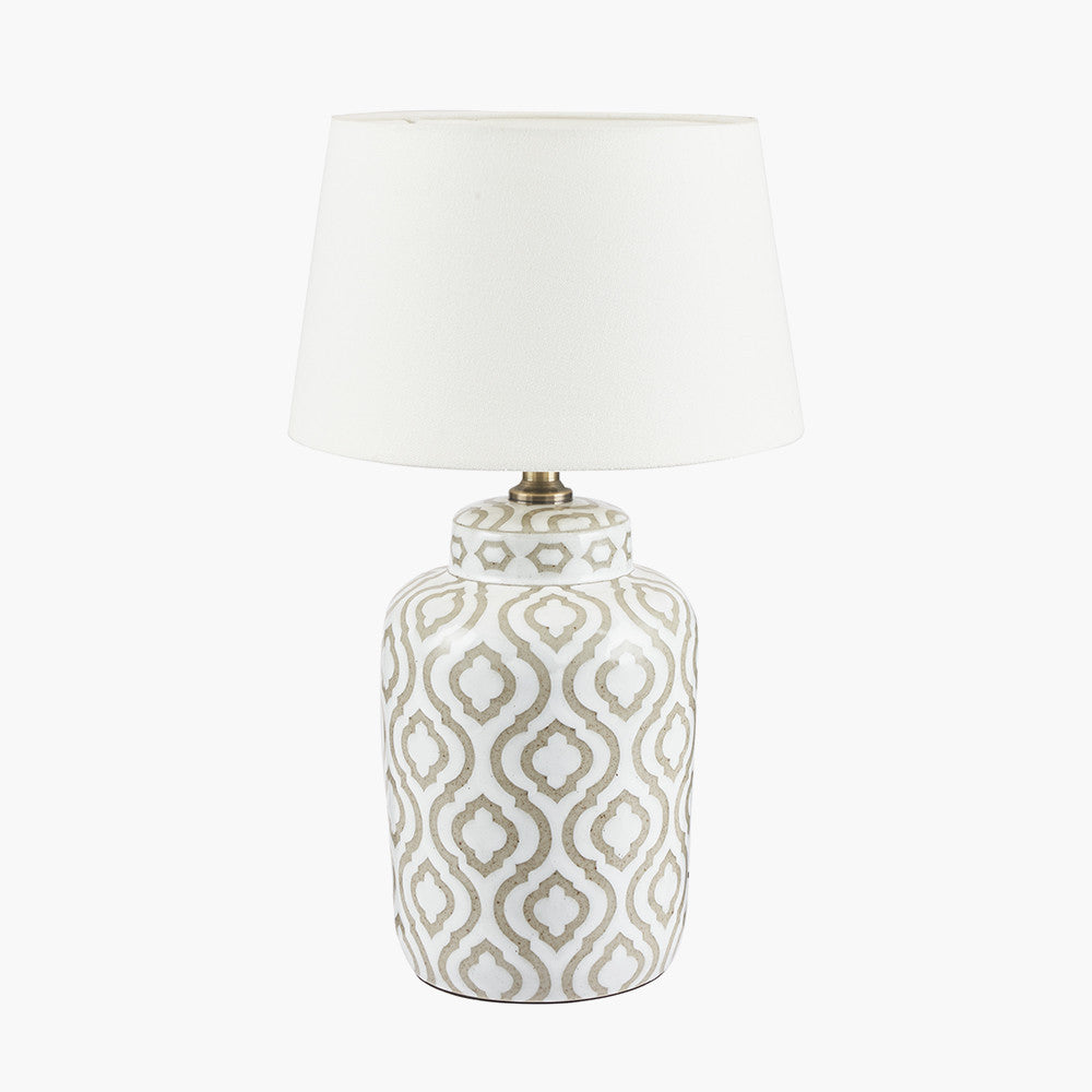 Celia Taupe and White Pattern Ceramic Table Lamp - Base Only