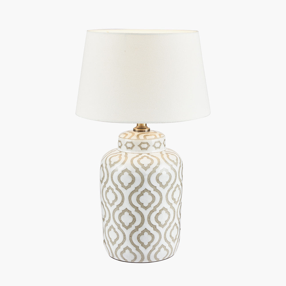 Celia Taupe and White Pattern Ceramic Table Lamp - Base Only