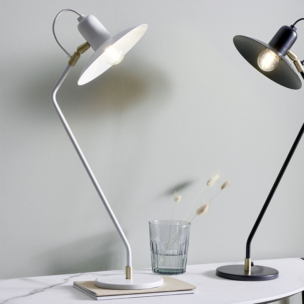 Camden Matt White Metal Angle Arm Task Table Lamp