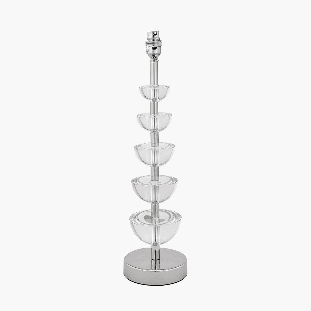 Rosa Glass and Silver Table Lamp Base with Harry 30cm Black Cotton Mix Cylinder Lampshade