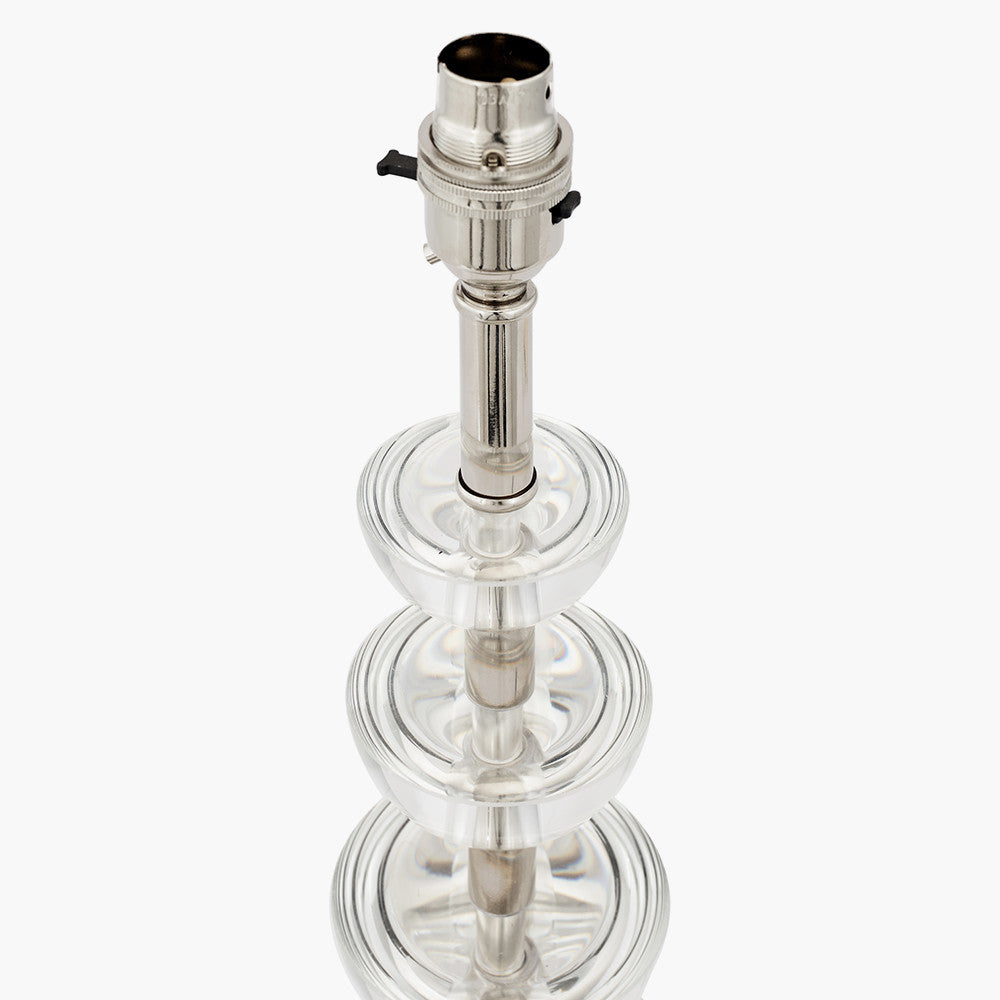 Rosa Glass and Silver Table Lamp Base with Harry 30cm Black Cotton Mix Cylinder Lampshade