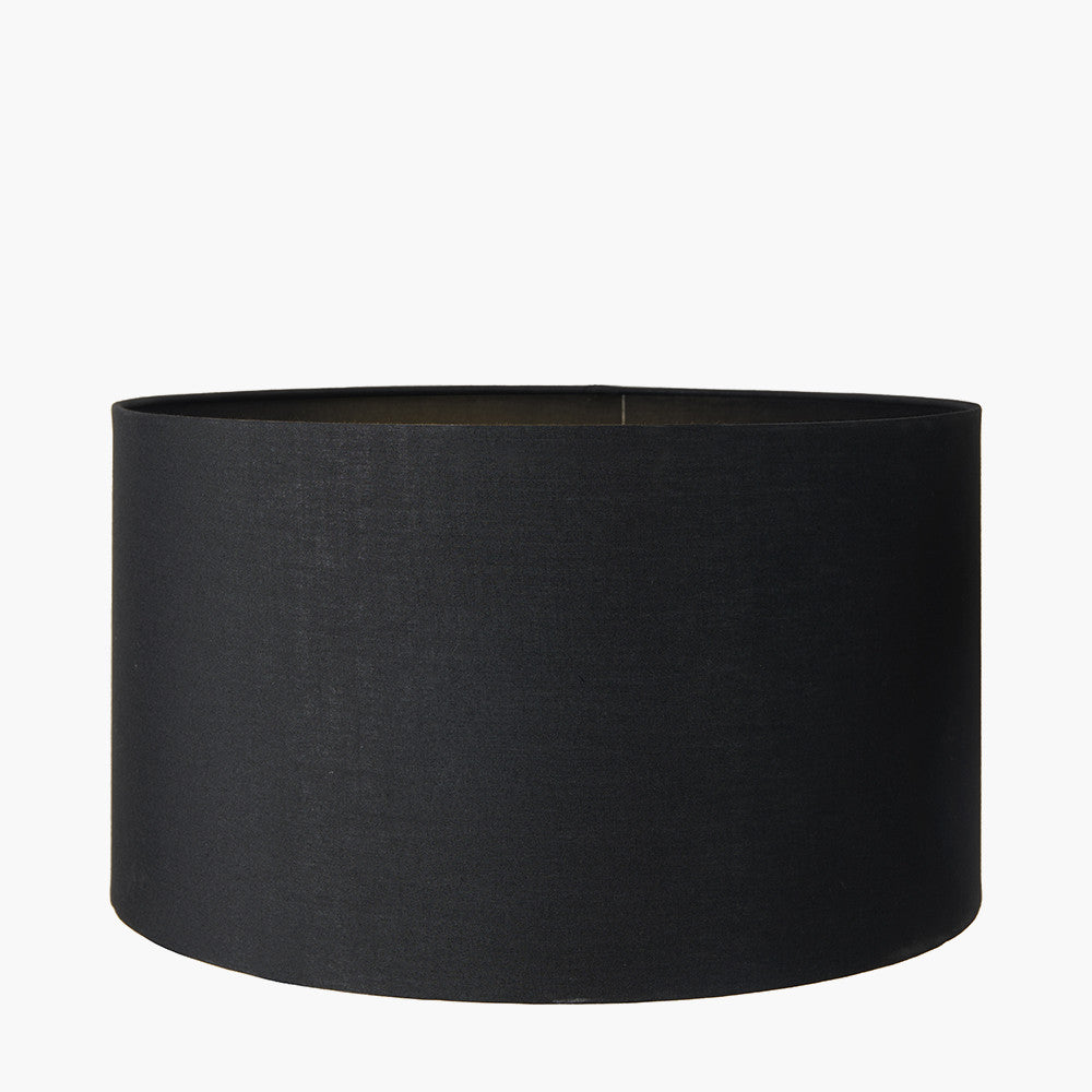Rosa Glass and Silver Table Lamp Base with Harry 30cm Black Cotton Mix Cylinder Lampshade