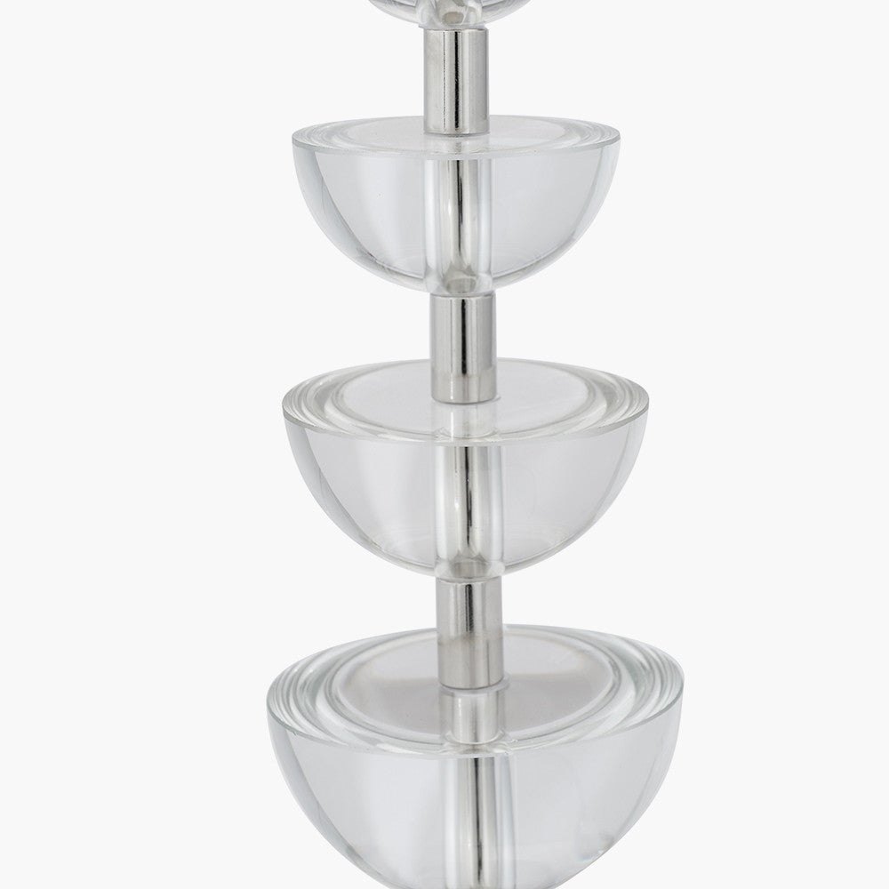 Rosa Glass and Silver Table Lamp Base with Harry 30cm Ivory Cotton Mix Cylinder Lampshade