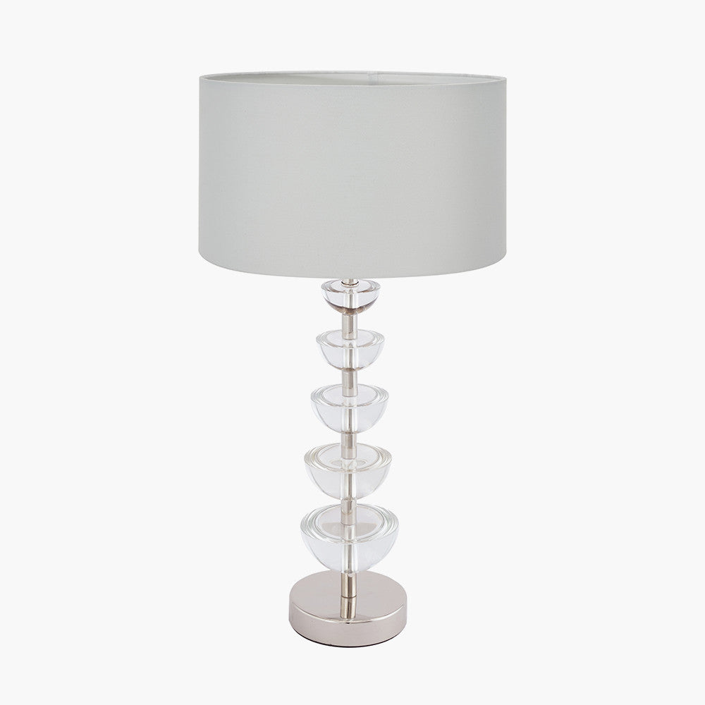 Rosa Glass and Silver Table Lamp Base with Harry 30cm Ivory Cotton Mix Cylinder Lampshade