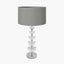 Rosa Glass and Silver Table Lamp Base with Harry 30cm Steel Grey Cotton Mix Cylinder Lampshade