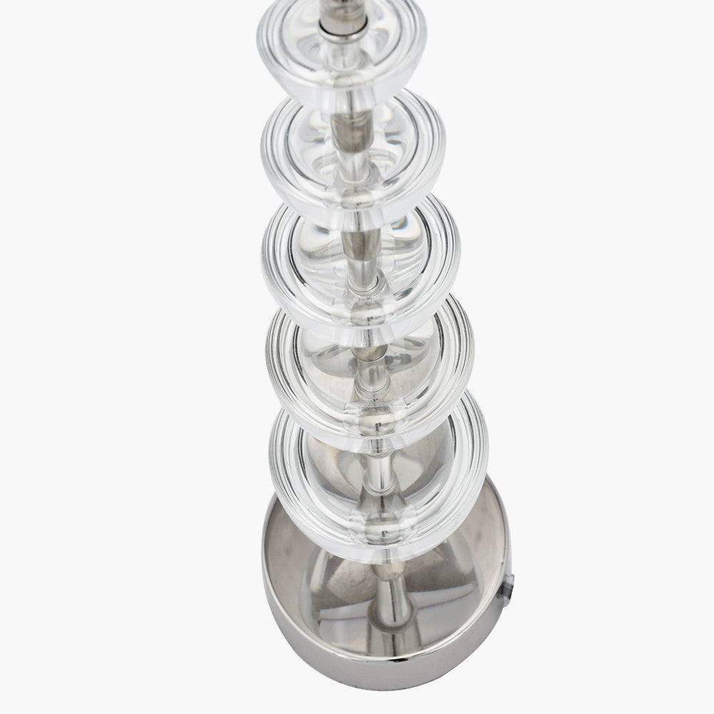Rosa Glass and Silver Table Lamp Base with Harry 30cm Taupe Cotton Mix Cylinder Lampshade