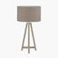 Whitby Grey Wash Wood Tapered 4 Post Table Lamp Base with Edward 35cm Natural Linen Cylinder Lampshade