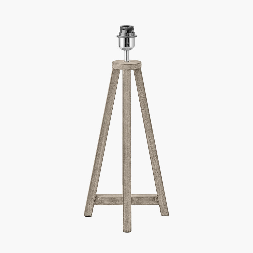 Whitby Grey Wash Wood Tapered 4 Post Table Lamp Base with Edward 35cm Natural Linen Cylinder Lampshade