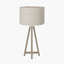 Whitby Grey Wash Wood Tapered 4 Post Table Lamp Base with Lino 35cm Grey Self Lined Linen Cylinder Lampshade