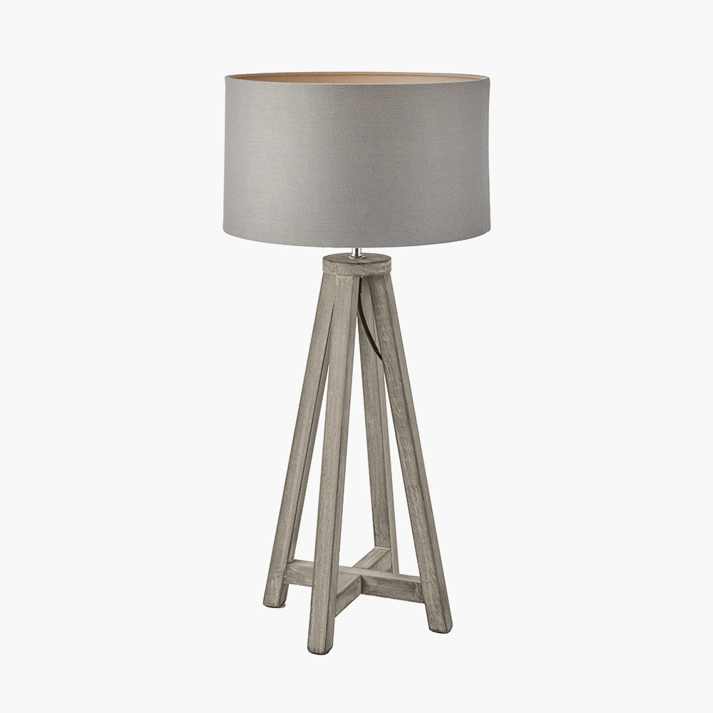 Whitby Grey Wash Wood Tapered 4 Post Table Lamp - Base Only