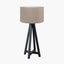 Whitby Matt Black Wood Tapered 4 Post Table Lamp Base with Edward 35cm Natural Linen Cylinder Lampshade
