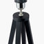 Whitby Matt Black Wood Tapered 4 Post Table Lamp Base with Edward 35cm Natural Linen Cylinder Lampshade