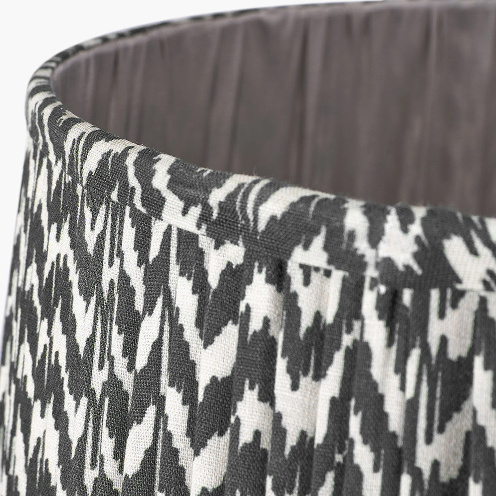 Whitby Matt Black Wood Tapered 4 Post Table Lamp Base with Vienna 35cm Black Chevron Mushroom Pleat Lampshade