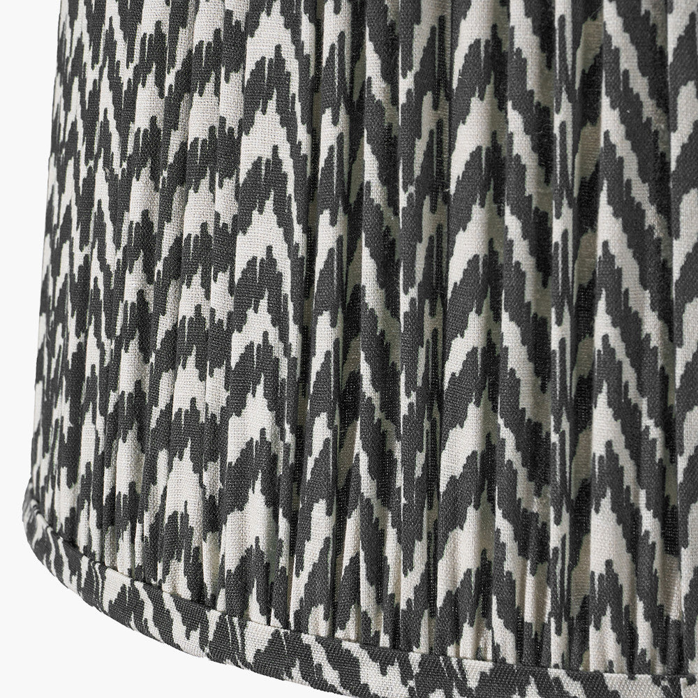 Whitby Matt Black Wood Tapered 4 Post Table Lamp Base with Vienna 35cm Black Chevron Mushroom Pleat Lampshade