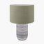 Kira White and Black Textured Stoneware Table Lamp Base with Edward 35cm Pistachio Green Linen Cylinder Lampshade