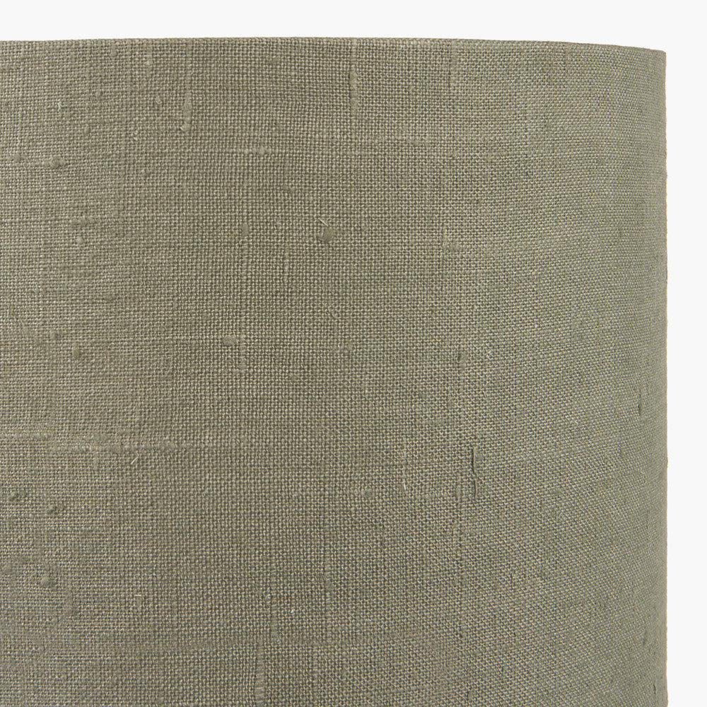 Kira White and Black Textured Stoneware Table Lamp Base with Edward 35cm Pistachio Green Linen Cylinder Lampshade