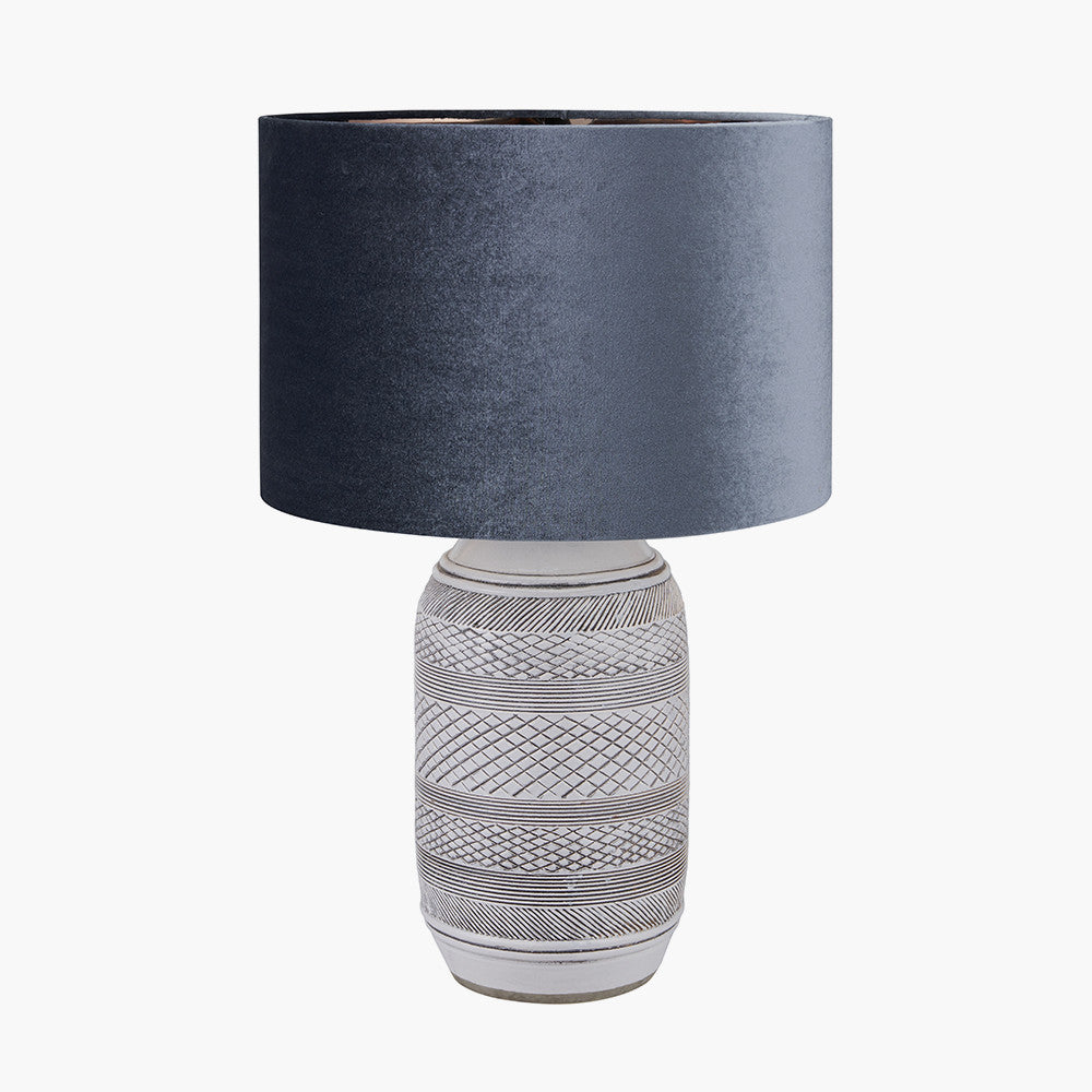 Kira White and Black Textured Stoneware Table Lamp