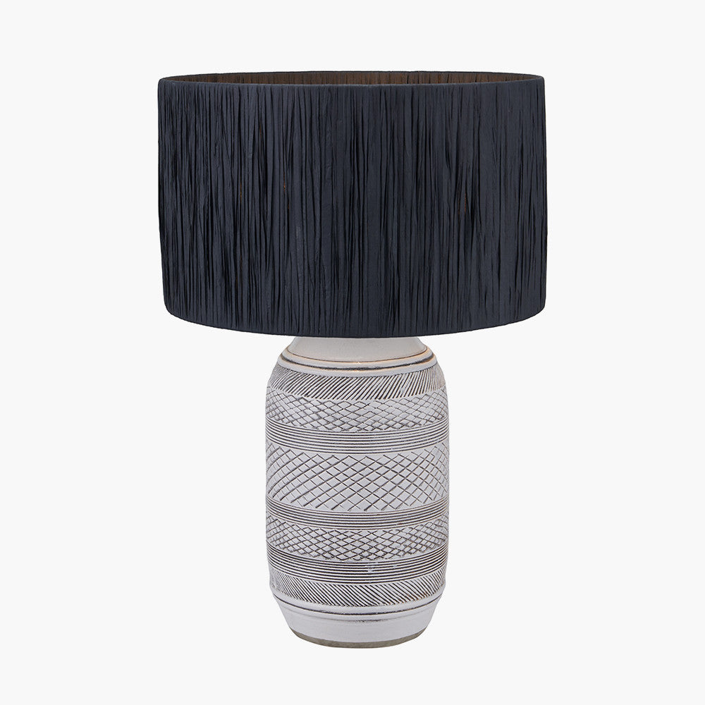 Kira White and Black Textured Stoneware Table Lamp