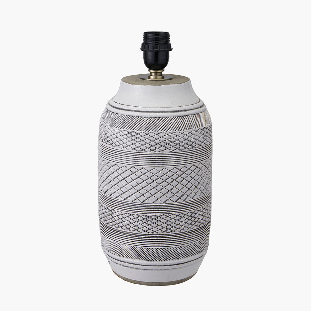 Kira White and Black Textured Stoneware Table Lamp