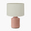 Malone Textured Apricot Squares Design Stoneware Table Lamp Base with Lino 40cm Cream Self Lined Linen Cylinder Lampshade