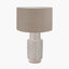 Sidra Grey Stoneware Etch Detail Table Lamp Base with Edward 35cm Natural Linen Cylinder Lampshade