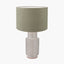 Sidra Grey Stoneware Etch Detail Table Lamp Base with Edward 35cm Pistachio Green Linen Cylinder Lampshade