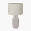 Sidra Grey Stoneware Etch Detail Table Lamp Base with Lino 35cm Grey Self Lined Linen Cylinder Lampshade