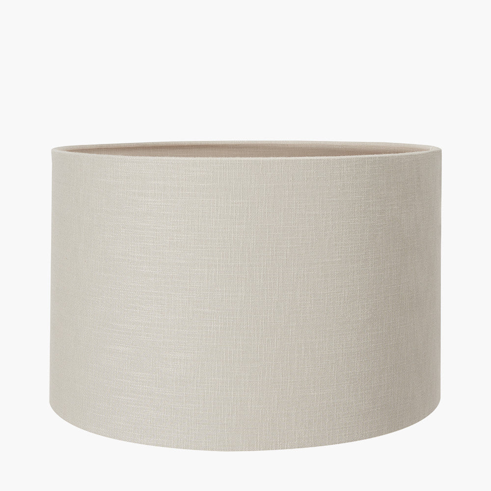 Sidra Grey Stoneware Etch Detail Table Lamp Base with Lino 35cm Grey Self Lined Linen Cylinder Lampshade