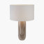 Visage Grey Face Design Tall Stoneware Table Lamp Base with Henry 45cm White Handloom Cylinder Lampshade