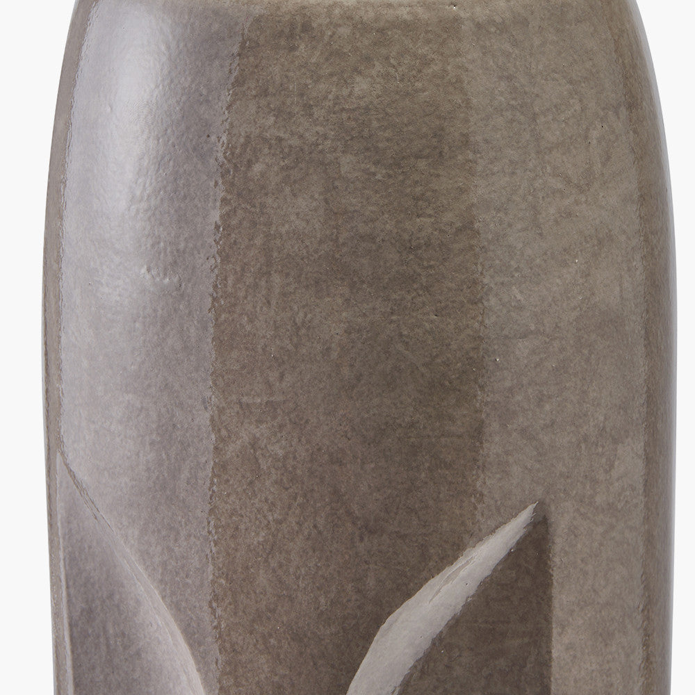 Visage Grey Face Design Tall Stoneware Table Lamp Base with Henry 45cm White Handloom Cylinder Lampshade