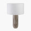 Visage Grey Face Design Tall Stoneware Table Lamp Base with Henry 45cm White Handloom Cylinder Lampshade