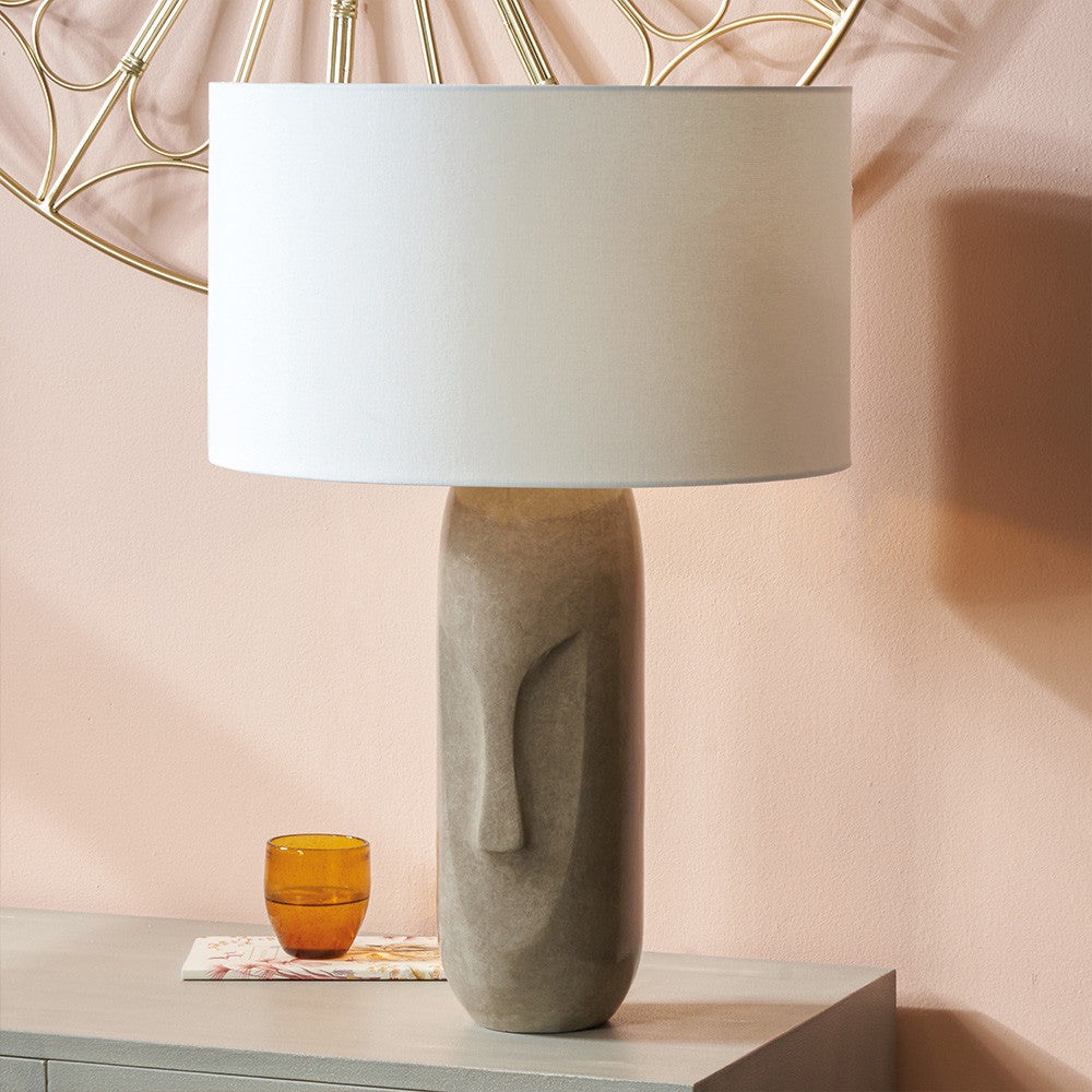 Visage Grey Face Design Tall Stoneware Table Lamp
