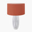 Visage White Face Design Small Stoneware Table Lamp Base with Henry 35cm Tobacco Handloom Cylinder Lampshade