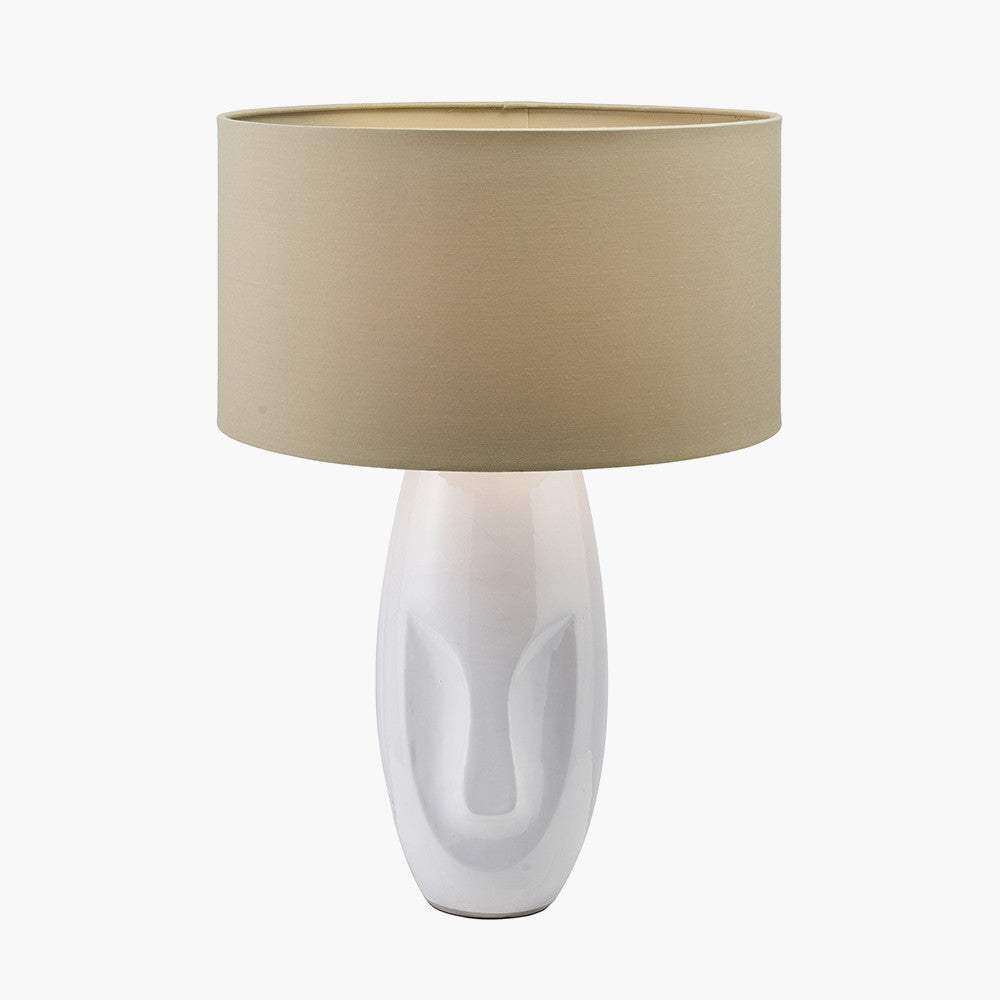 Visage White Face Design Small Stoneware Table Lamp