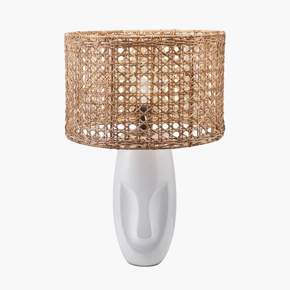 Visage White Face Design Small Stoneware Table Lamp