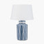 Samara Blue and White Aztec Pattern Ceramic Table Lamp Base with Winston 35cm White Handloom Tapered Lampshade