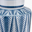 Samara Blue and White Aztec Pattern Ceramic Table Lamp Base with Winston 35cm White Handloom Tapered Lampshade