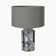 Fenella Black and White Photographic Design Table Lamp Base with Harry 35cm Steel Grey Cotton Mix Cylinder Lampshade