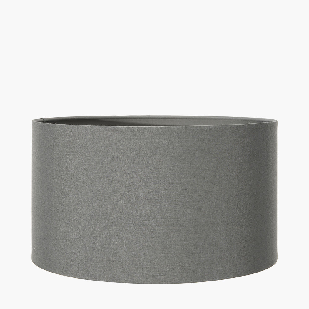 Fenella Black and White Photographic Design Table Lamp Base with Harry 35cm Steel Grey Cotton Mix Cylinder Lampshade