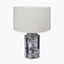 Fenella Black and White Photographic Design Table Lamp Base with Henry 35cm White Handloom Cylinder Lampshade
