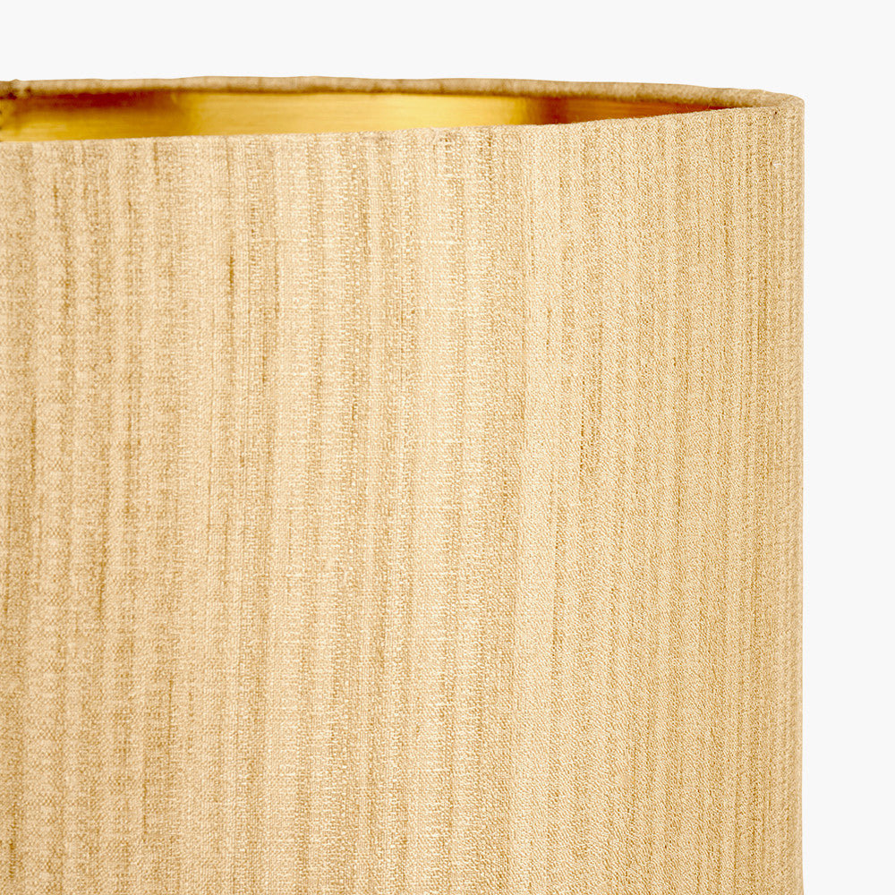 Fenella Black and White Photographic Design Table Lamp Base with Stellan 35cm Gold Slubbed Silk Mix Gold Lined Cylinder Lampshade