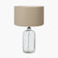 Ophelia Grey Bubble Glass Table Lamp Base with Henry 40cm Taupe Handloom Cylinder Lampshade