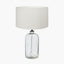 Ophelia Grey Bubble Glass Table Lamp Base with Henry 40cm White Handloom Cylinder Lampshade
